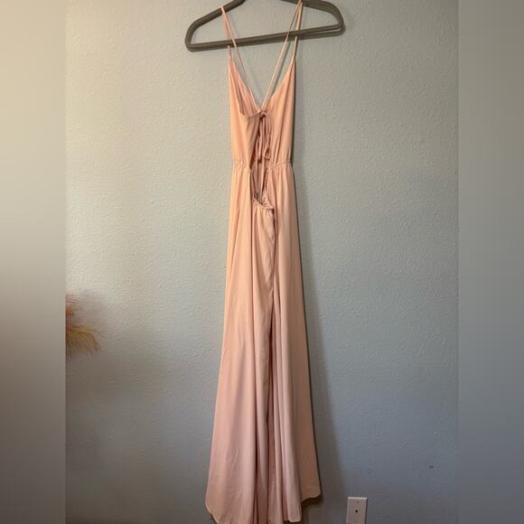 Lulu’s Everything’s Alright Blush Pink Backless Maxi Dress S - Picture 6 of 10